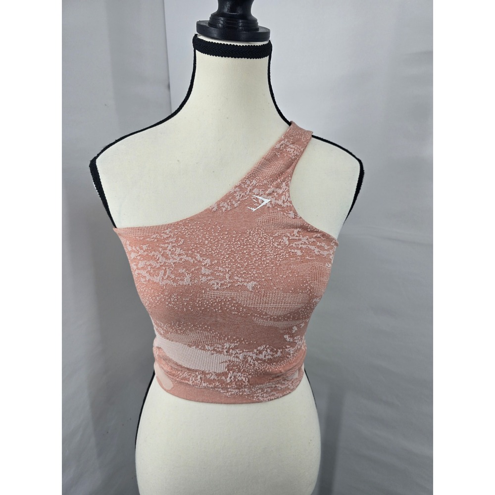 Gymshark Adapt Camo Seamless One Shoulder Sports Bra Pink White Small 2010